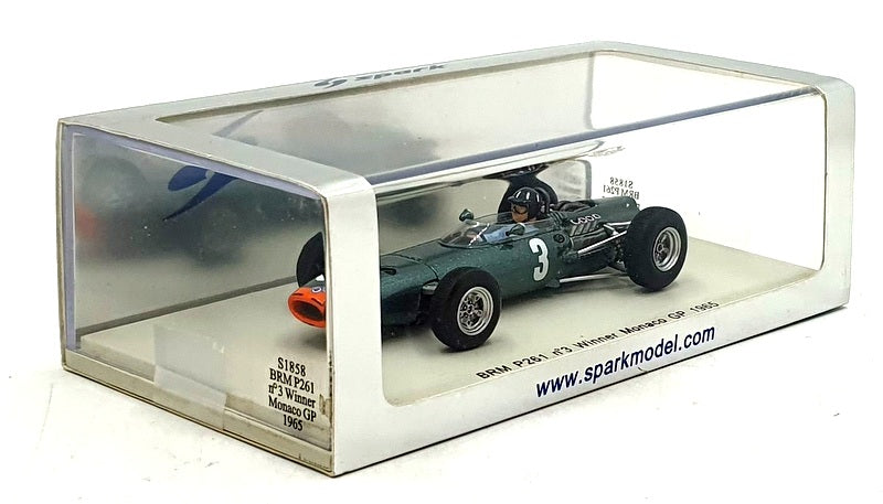 Spark 1/43 Scale S1858 - F1 BRM P261 #3 1st Monaco GP 1965 - Graham Hill