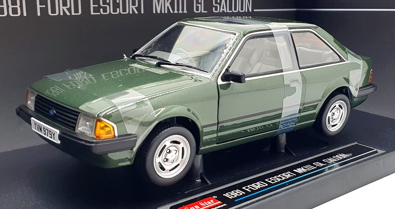 Sun Star 1/18 Scale 4979R - 1981 Ford Escort MKIII GL Saloon - Forest Green