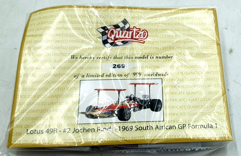 Quartzo 1/18 Scale 18224 - F1 Team Lotus Type 49B #2 South African GP 1969
