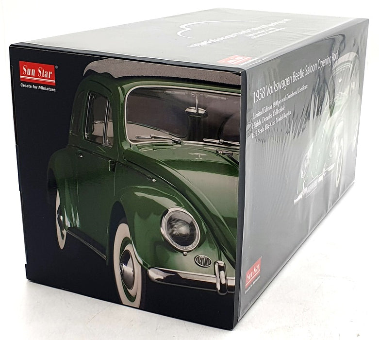 Sun Star 1/12 Scale 5221 1958 Volkswagen Beetle Saloon Opening Roof Agave Green