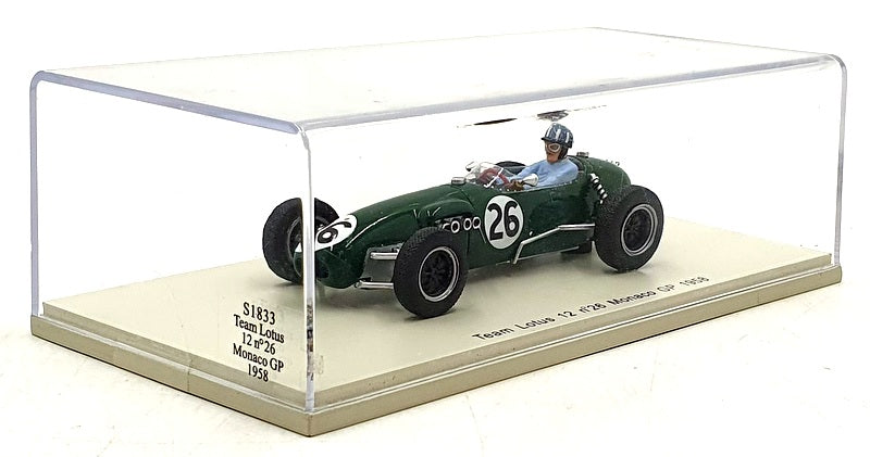 Spark 1/43 Scale S1833 - F1 Team Lotus 12 #26 Monaco GP 1958 G.Hill