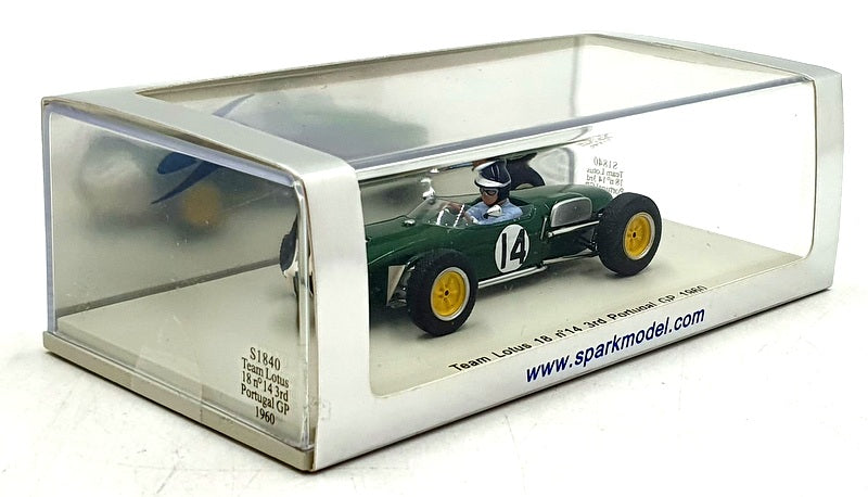 Spark 1/43 Scale Resin S1840 - F1 Lotus 18 #14 3rd Portugal GP 1960 - Jim Clark