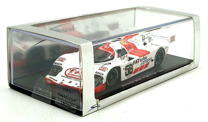 Spark 1/43 Scale S1915 - Porsche 962C #58 7th Le Mans 1991 - Bell/Jelinski/Stuck