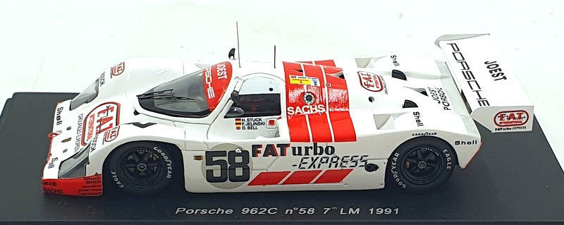 Spark 1/43 Scale S1915 - Porsche 962C #58 7th Le Mans 1991 - Bell/Jelinski/Stuck