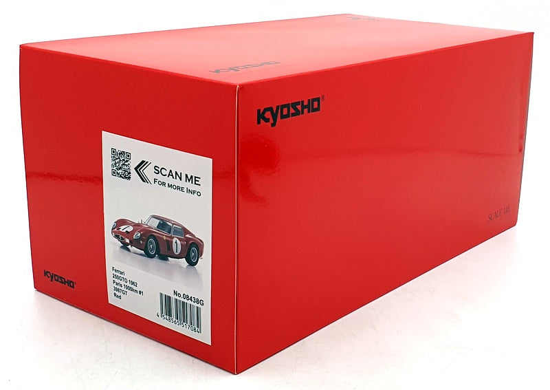 Kyosho 1/18 Scale 08438G - Ferrari 250 GTO 1962 Paris 1000km #1 3987GT - Red