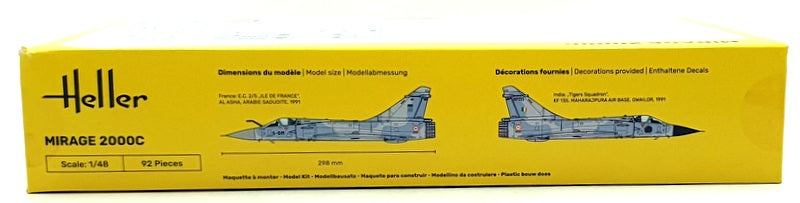 Heller 1/48 Scale Unbuilt Kit 80426 - Mirage 2000C Aeroplane Kit - 92 Pieces