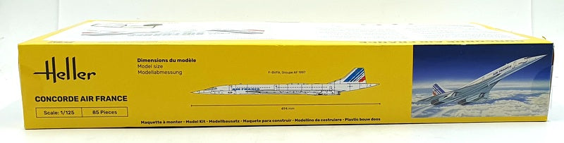 Heller 1/125 Scale Unbuilt Kit 80445 Concorde Air France 85 Piece Aeroplane Kit