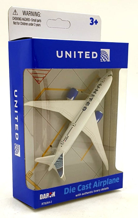 Daron Toys Appx 15cm Long RT6264-2 - United N12010 Aircraft - White