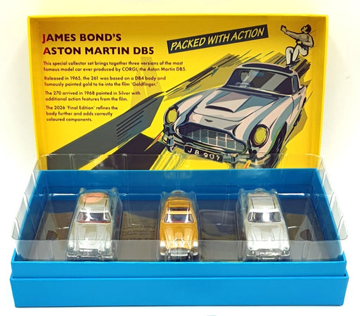 Corgi 1/43 Scale RT70007 - James Bond 3 Car Set Aston Martin DB5 -Silver/Gold