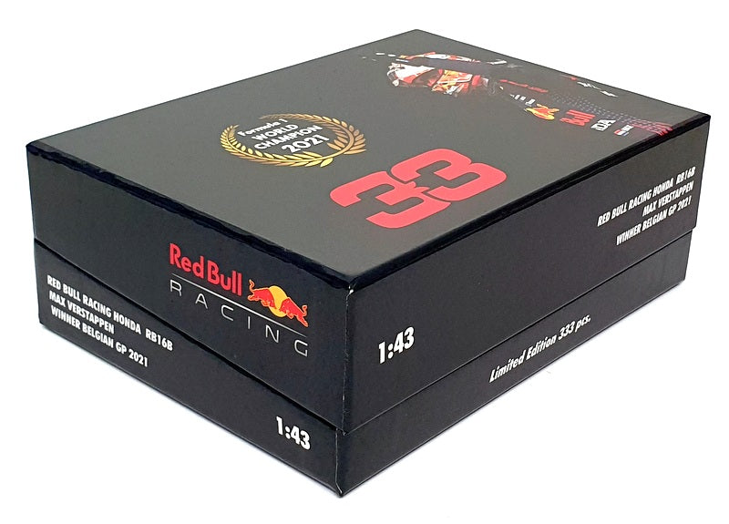 Minichamps 1/43 Scale 413 211433 - F1 Honda RB16B 1st Belgian GP 2021 Verstappen
