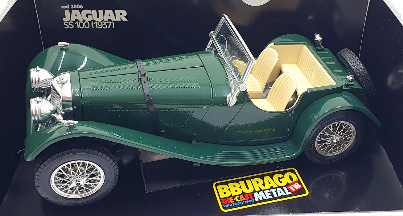 Burago 1/18 Scale Diecast 3006 - 1937 Jaguar SS 100 - Green