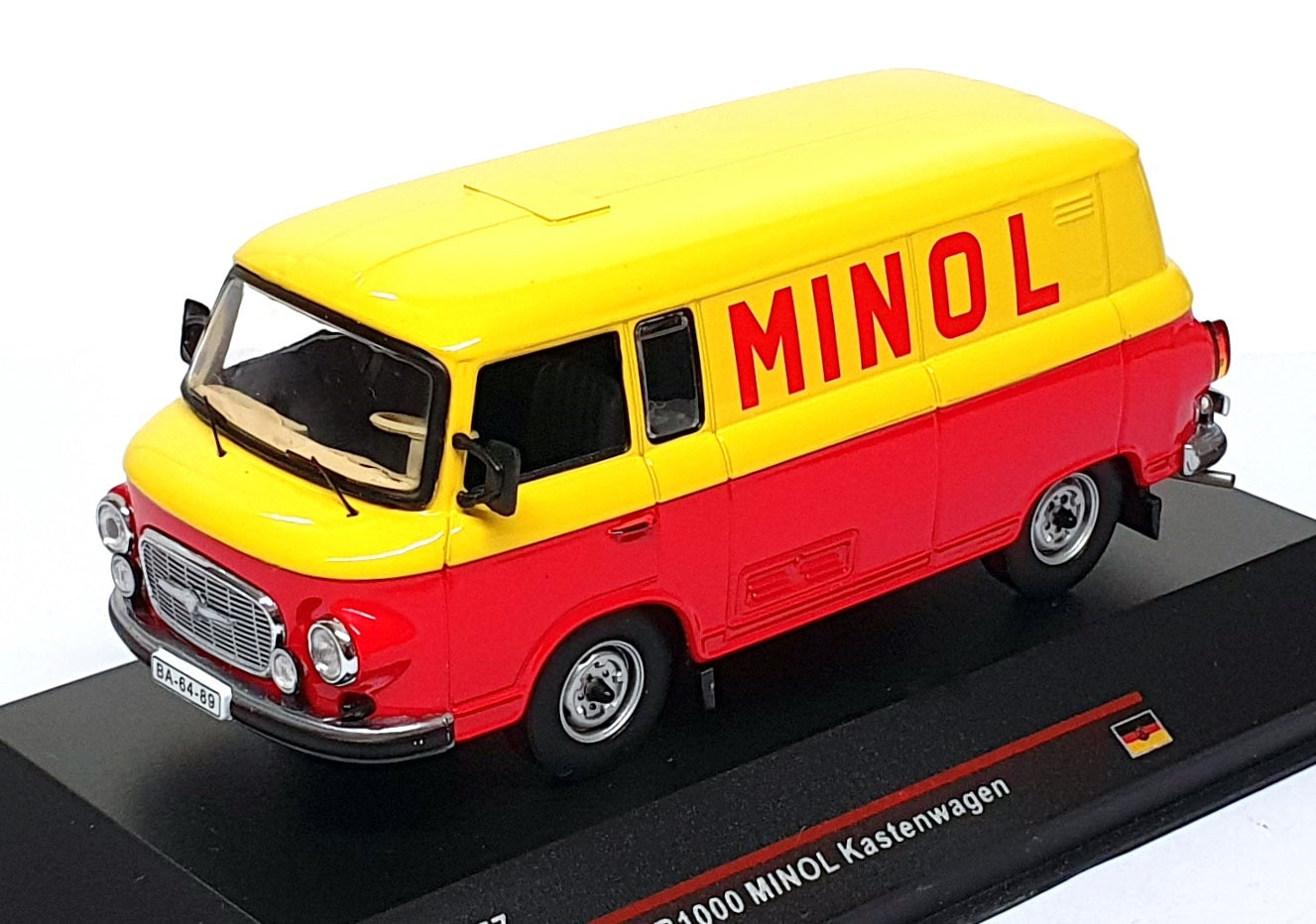 IST Models 1/43 Scale IST077 - 1960 Barkas B1000 Van Minol - Yellow/Red