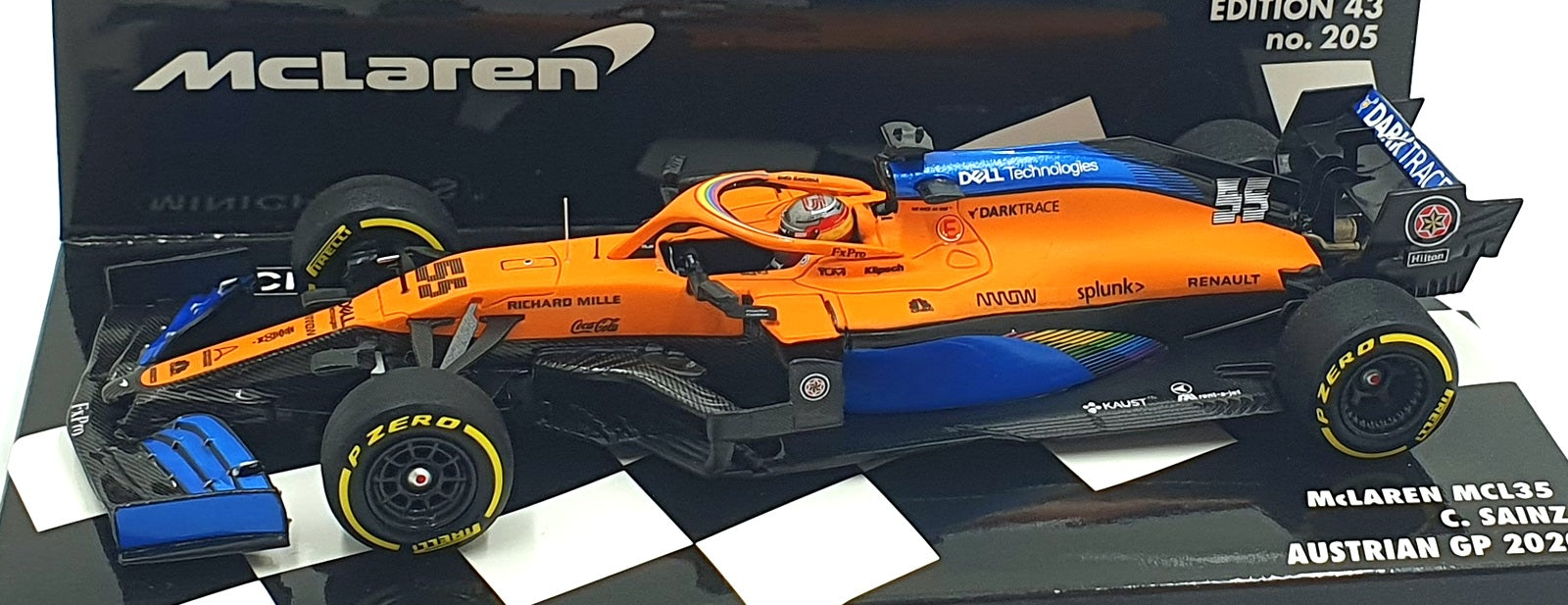 Minichamps 1/43 Scale 537 204455 McLaren F1 Team MCL34 #55 Austrian GP 2020
