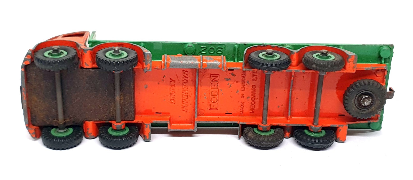Dinky 18cm Long Original Diecast 31526D - Foden Flat Truck - Orange/Green