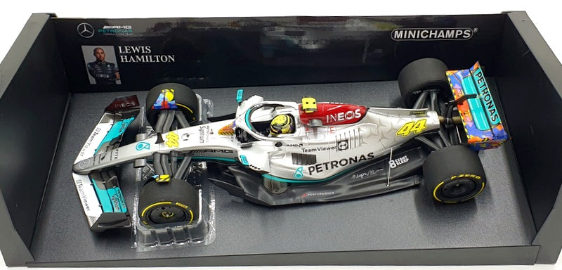 Minichamps 1/18 Scale 110 220544 - Mercedes F1 W13 E Miami GP 2022 Hamilton #44