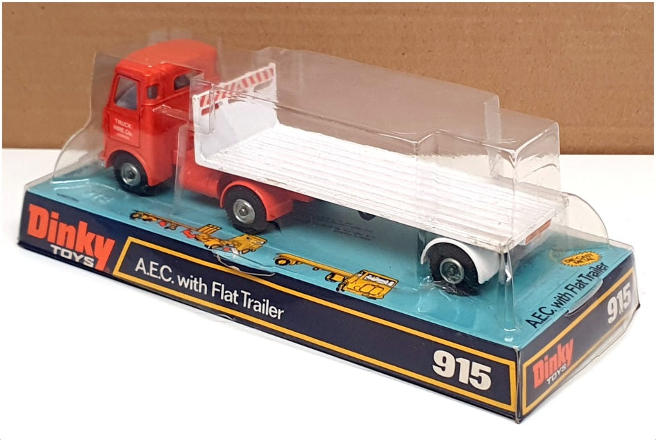 Dinky Toys 20cm Long Original Diecast 915 AEC Truck With Flat Trailer Ora/White