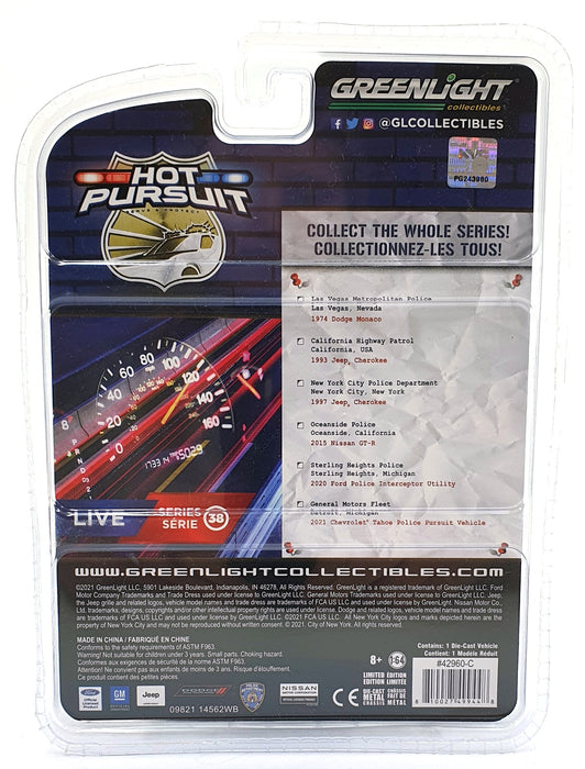 Greenlight 1/64 Scale 42960-C 1997 Jeep Cherokee NYC Police Department