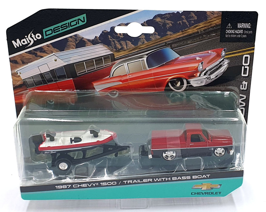 Maisto 1/64 Scale Diecast 15368 1987 Chevrolet 1500/Trailer with Bass Boat