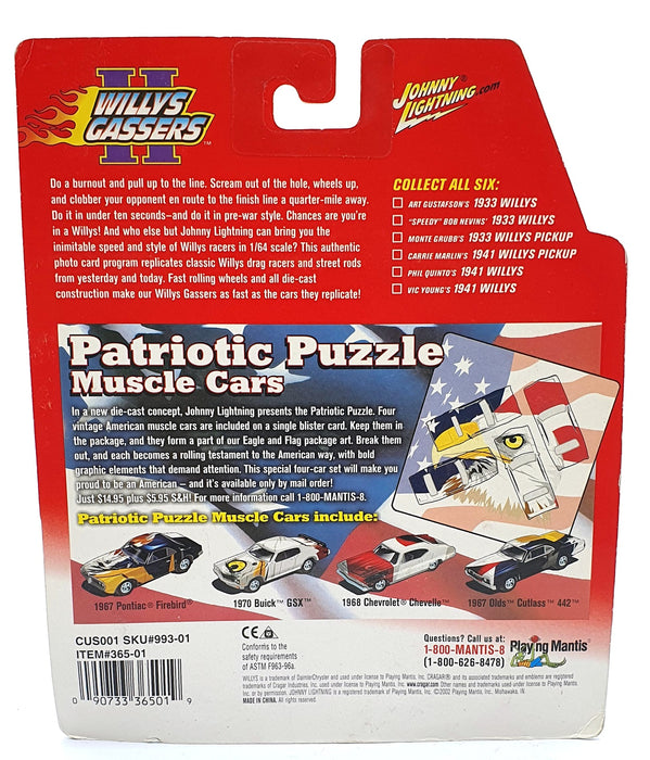 Johnny Lightning 1/64 Scale 365-01 Willy's Gassers 1941 Willy's Quinto Met. Blue