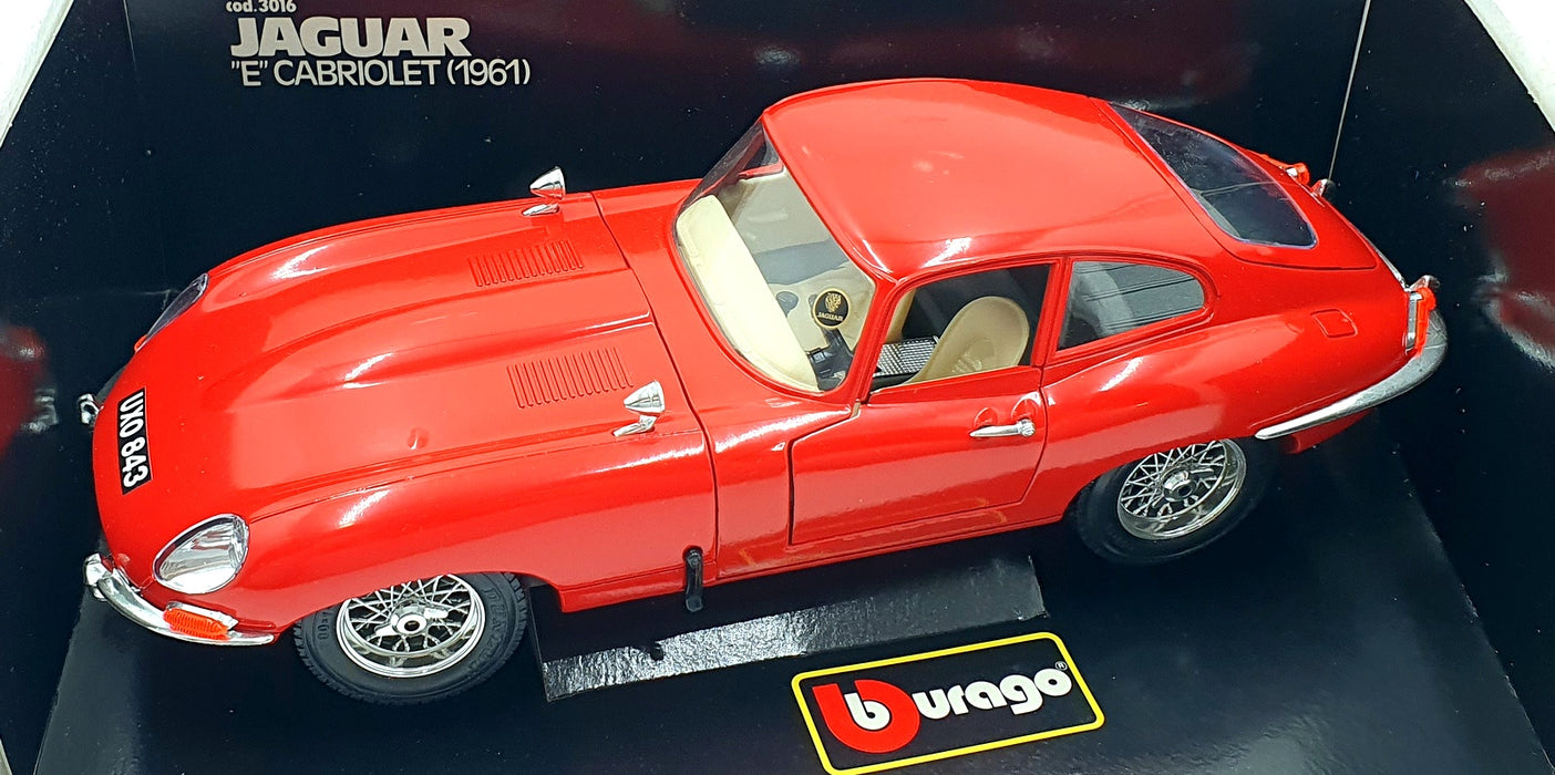 Burago 1/18 Scale Diecast 3018 - 1961 Jaguar E Coupe - Red