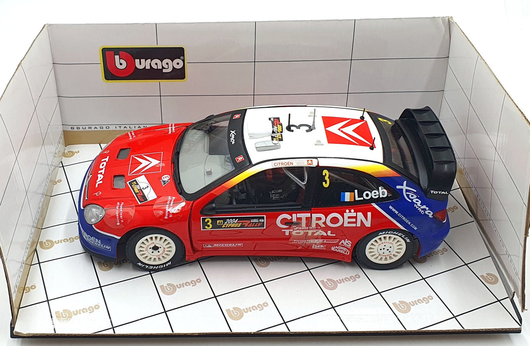 Burago 1/18 Scale 39044 - Citroen Xsara WRC #3 2004 Cyprus S.Loeb