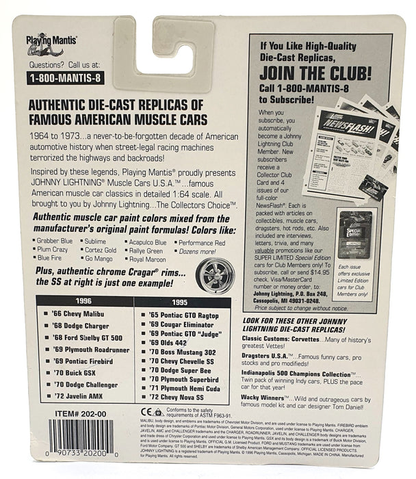 Johnny Lightning 1/64 Scale 202-00 Muscle Cars USA 1968 Dodge Charger Met. Blue