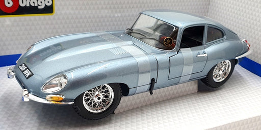 Burago 1/18 Scale Diecast 18-12044 - Jaguar E Type Coupe 1961 - Silver/Blue