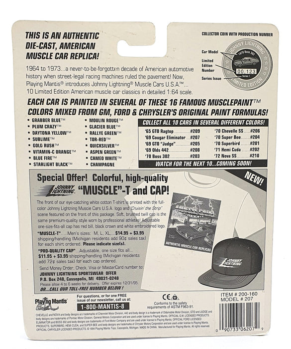 Johnny Lightning 1/64 Scale 200-160 - Muscle Cars 1969 Mercury Eliminator Black