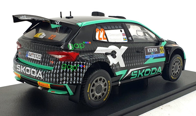 Ixo 1/18 Scale 18RMC209.22 - Skoda Fabia Rally2 (2023) #22 1st WRC2 Kenya 2024