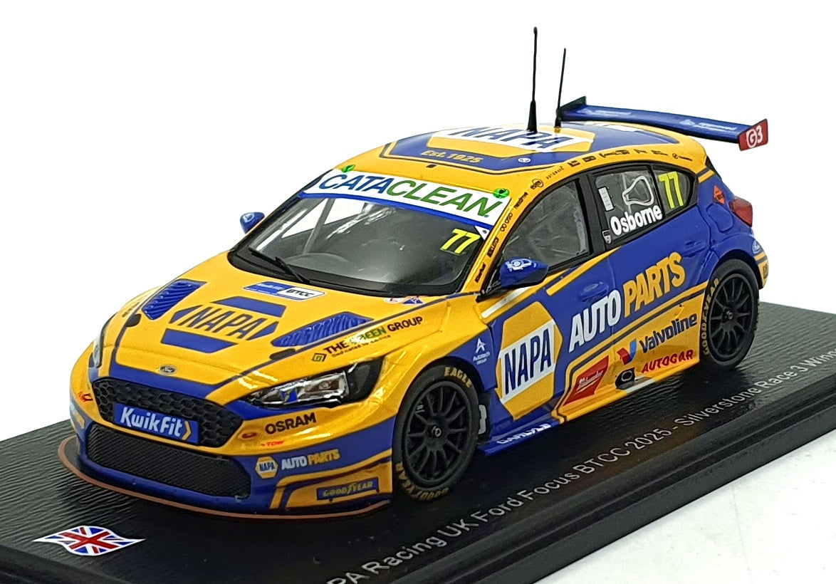 Spark 1/43 Scale UK032 NAPA Racing UK Ford Focus #77 BTCC 2025 Croft Race 3 1st