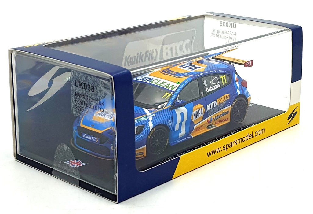 Spark 1/43 Scale UK038 - NAPA Racing UK Ford Focus #77 BTCC 2025 - Osborne