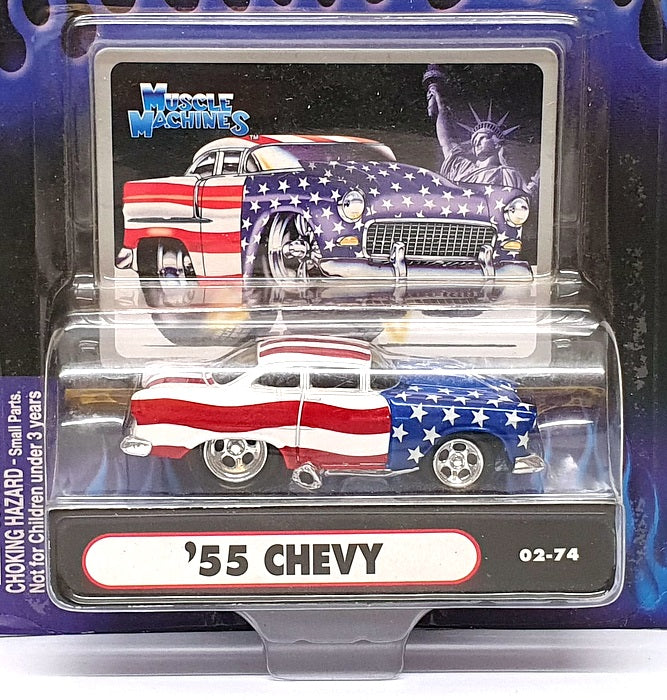 Muscle Machines 1/64 Scale 71161 02-74 - 1955 Chevrolet Chevy Stars & Stripes