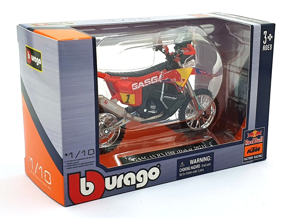 Burago 1/18 Scale 18-51091 - GASGAS RX450F #1 Motorbike Dakar 2023