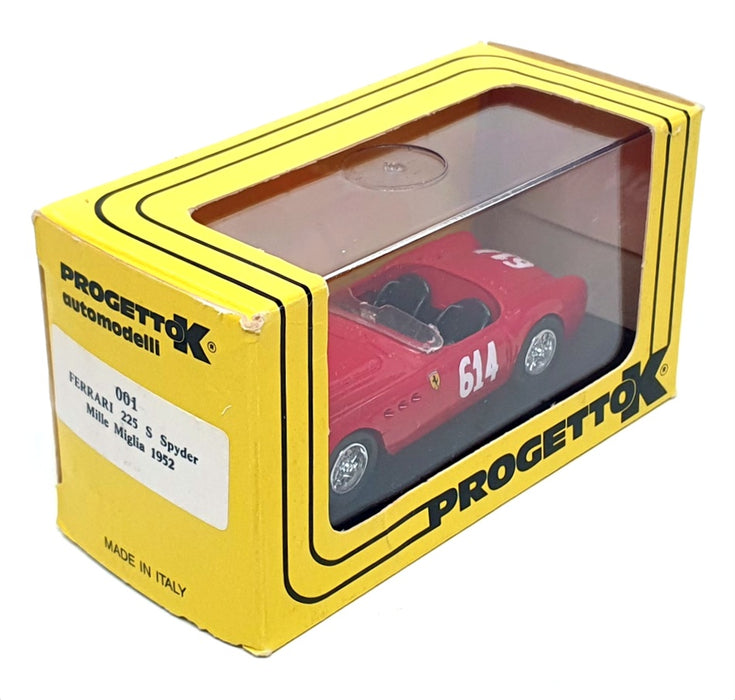 Progetto K 1/43 Scale 001 - Ferrari 225S Spyder #614 Mille Miglia 1952 - Red