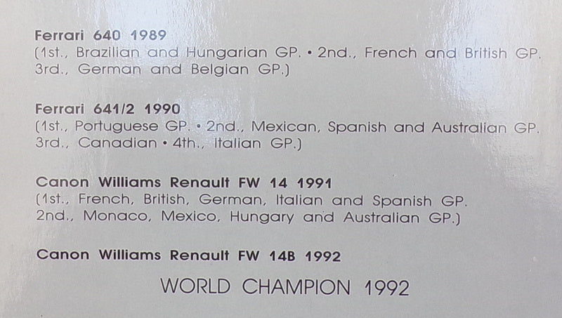 Onyx 1/43 Scale LE-2 - 4 Car Collectors Set - Nigel Mansell World Champion 1992