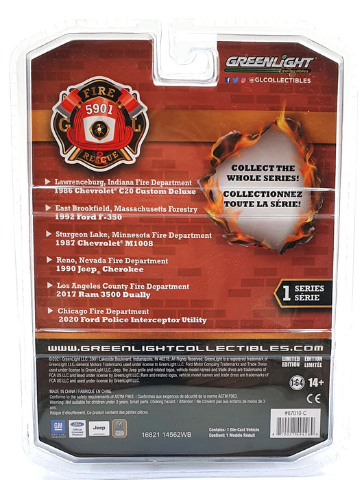 Greenlight 1/64 Scale 67010-C 1987 Chevrolet M1008 Fire Department Car