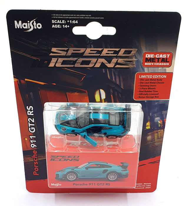 Maisto 1/64 Scale 15700 - Speed Icons Porsche 911 GT2 RS - Blue