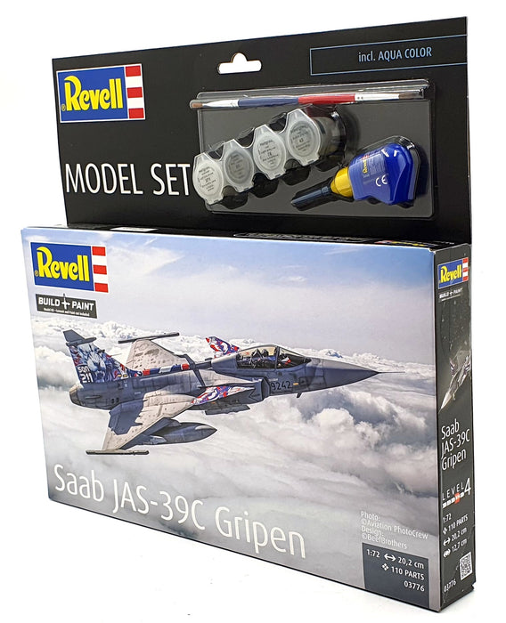 Revell 1/72 Scale Model Kit 03776 - Saab JAS-39C Gripen Aircraft with Paint/Glue