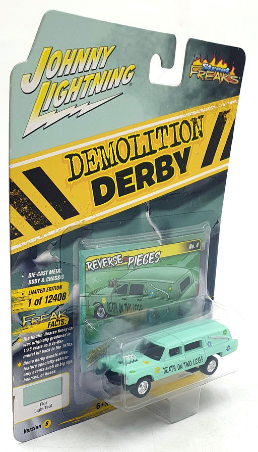 Johnny Lightning 1/64 JLSF021 Custom Haulin' Hearse #4 Demolition Derby Lt. Teal
