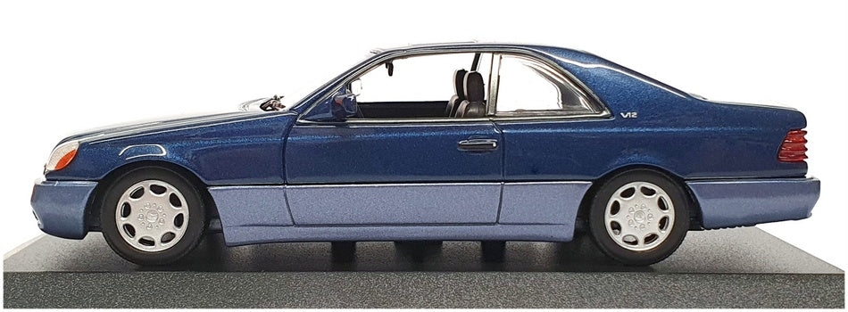 Maxichamps 1/43 Scale 940 032600 - 1992 Mercedes Benz 600 SEC (C140) - Met Blue