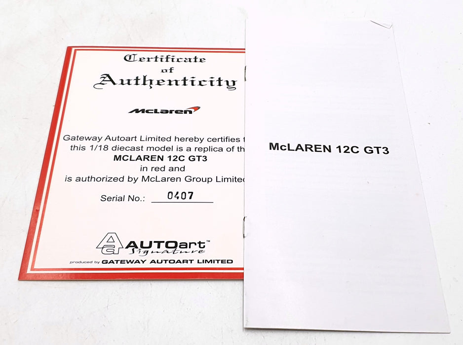 Autoart 1/18 Scale 81342 - McLaren 12C GT3 Red Bull #9 S.Loeb/Parente
