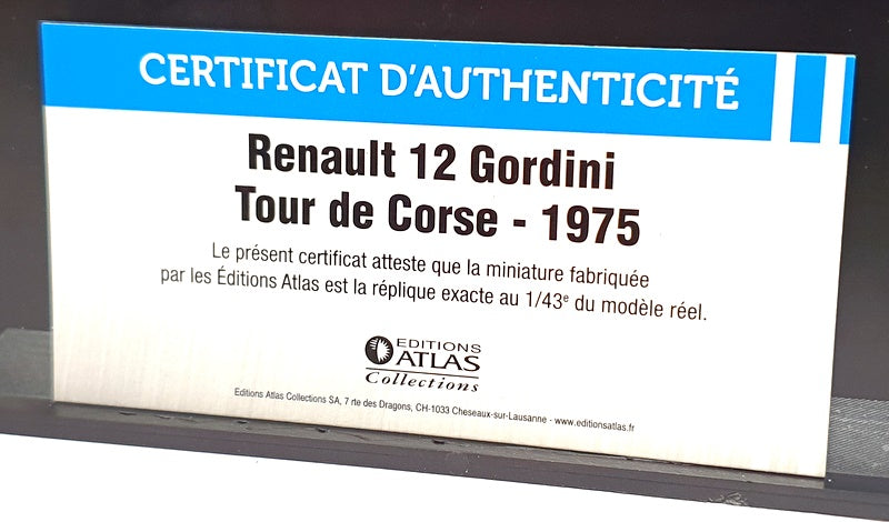 Atlas Editions 1/43 Scale 2 235 022 - Renault 12 Gordini #17 Tour de Corse 1975