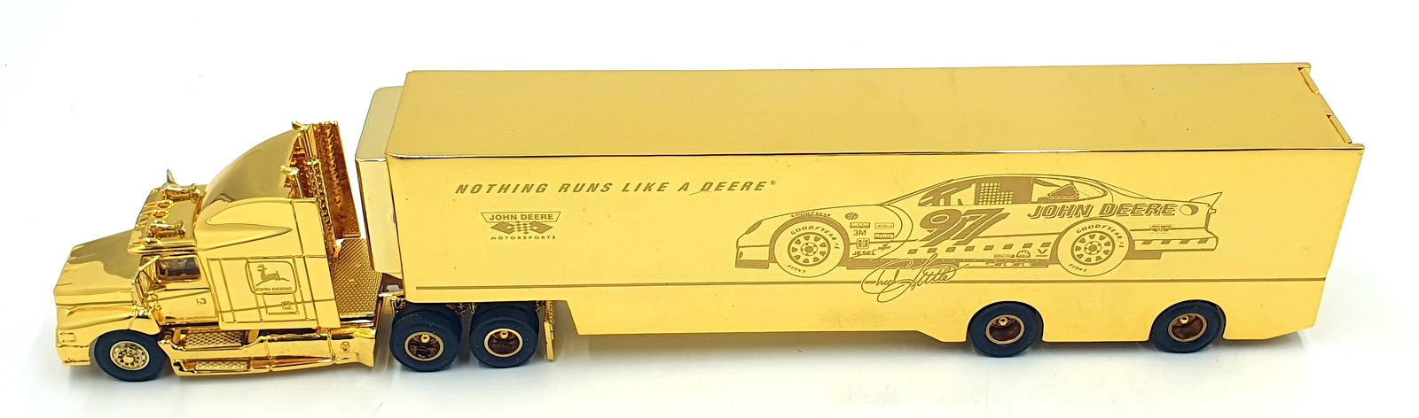 Racing Champions 1/64 Scale 92401 #8G John Deere #97 Nascar And Transporter Gold