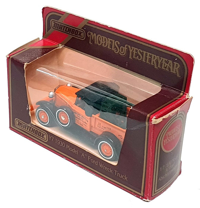 Matchbox Models Of Yesteryear Y7 - 1930 Model A Ford Wreck Truck - Orange