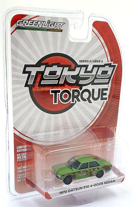 Greenlight 1/64 Scale 47070-B - 1970 Datsun 510 4- Door Sedan - Green