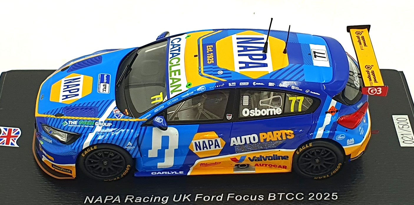 Spark 1/43 Scale UK038 - NAPA Racing UK Ford Focus #77 BTCC 2025 - Osborne