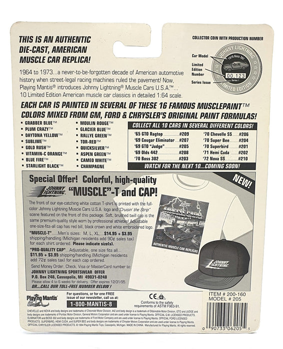 Johnny Lightning 1/64 Scale 200-160 - Muscle Cars 1969 Pontiac GTO Judge - Blue