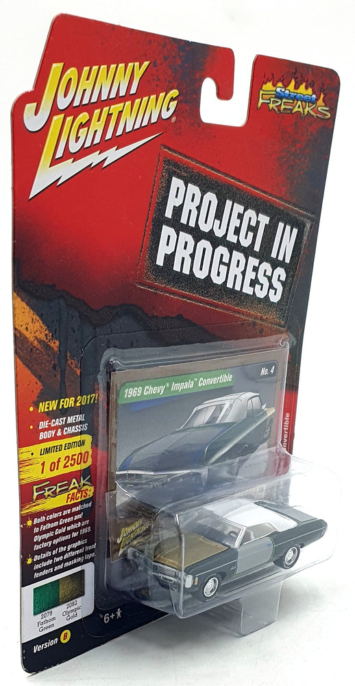 Johnny Lighting 1/64 Scale JLSF005 1969 Chevrolet Impala Convertible Green/Gold