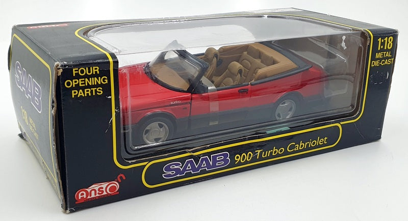Anson 1/18 Scale Diecast 30307-W - Saab 900 Turbo Cabriolet - Red