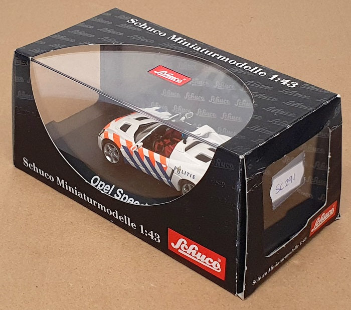 Schuco 1/43 Scale SC291 - Opel Speedster Politie - White/Orange/Blue